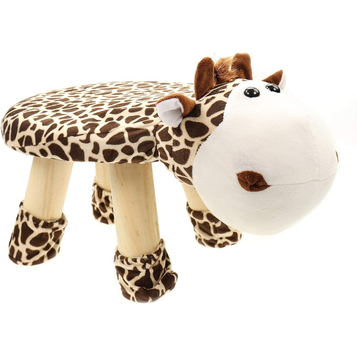 Стілець/табурет ELLUG для дітей, тварин, плюшевий чохол та дерев'яні ніжки, до 70 кг, 47 * 20 * 27 см (жираф)