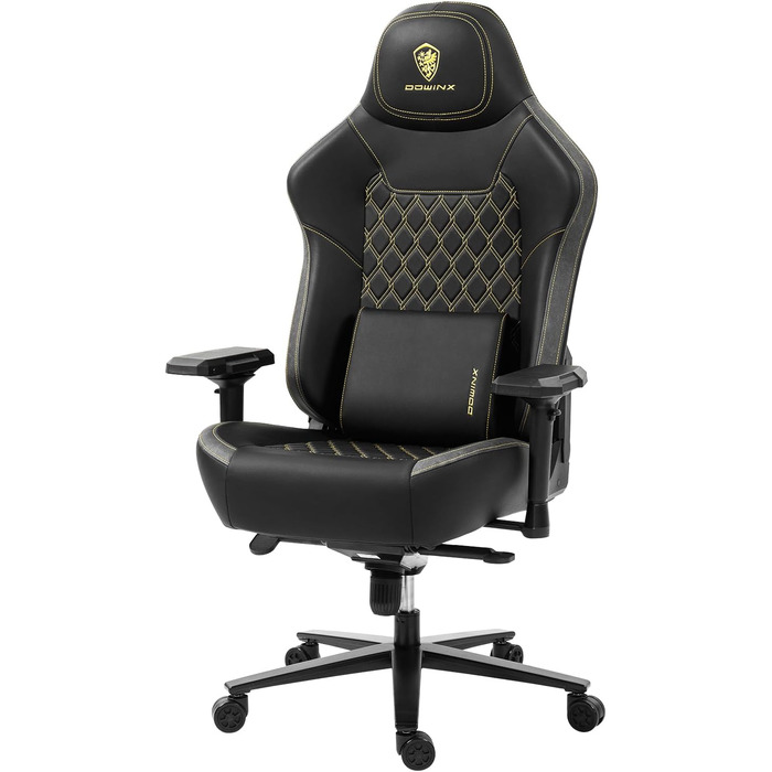 Ігрове крісло Dowinx, офісне крісло, вантажопідйомність 200 кг, ергономічне крісло для керівника з 4D-підлокітниками та масажною поперековою опорою, регульована висота для геймерів та кіберспорту, чорне