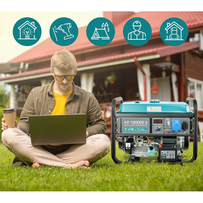 Гібридний бензиновий LPG 4-тактний генератор, аварійний генератор 7500 Вт, генератор 1х16А 1х32А з автоматичним регулятором напруг