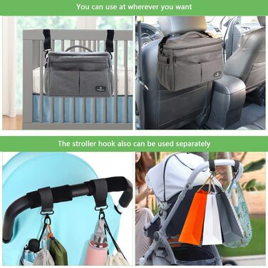 Організатор для коляски PHILORN з ізольованим підсклянником, плечовим ременем великої місткості, універсальна сумка для дитячої ко