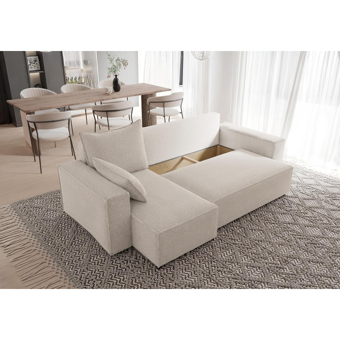 Кутовий диван з функцією сну Tobi 246x145 см - Диван - Диван з ящиком для зберігання - Кутовий диван - L-подібний - Диван-ліжко - Диван-ліжко з ящиком для зберігання - Універсальний (Centaur 01 Бежевий)