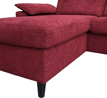 Комплект диванів Mendler HWC-O71, кутовий диван L-подібної форми, зона відпочинку ліворуч/праворуч, тканина (320 г/м) дерево 84x229x140 см - Бордо