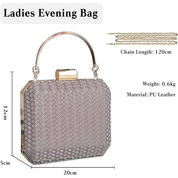 Елегантна вечірня сумочка блискуча сумка-клатч на ланцюжку для весілля, випускного або коктейльної вечірки, жіноча коричнева