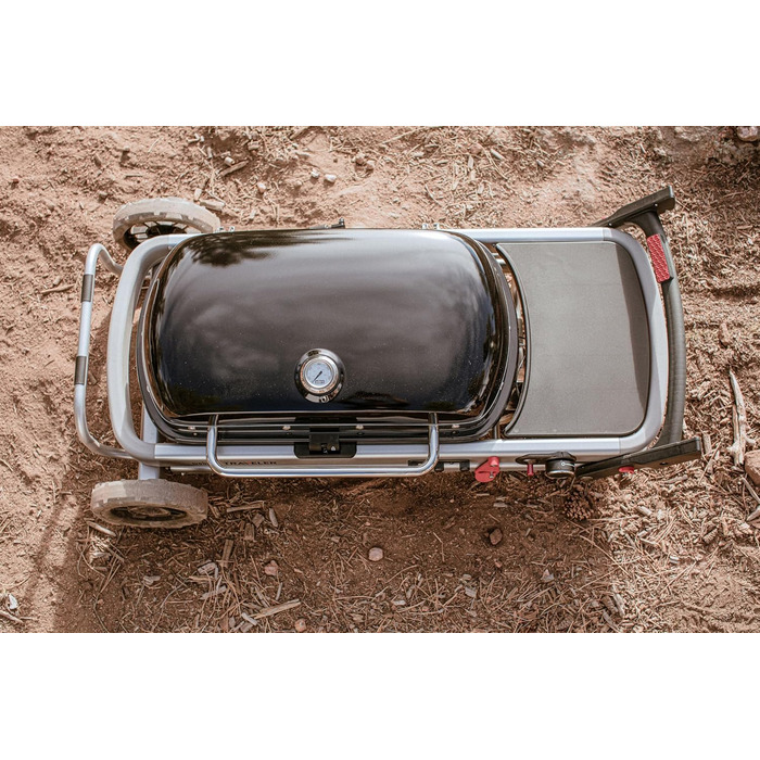 Газовий гриль Weber Traveler/Складана конструкція з колесами, автоматичним блокуванням кришки та термометром кришки, 1 конфорка, ширина 111 см, площа гриля 63 x 34 см, чорний (9010079)