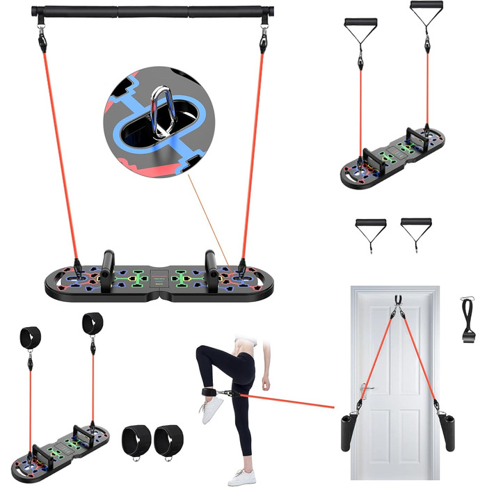 Набір преміум-дощок для віджимань, ручки для віджимань, покращена концепція 2024, гриф для віджимань 10-в-1, тренажер для домашнього тренажерного залу, чорний