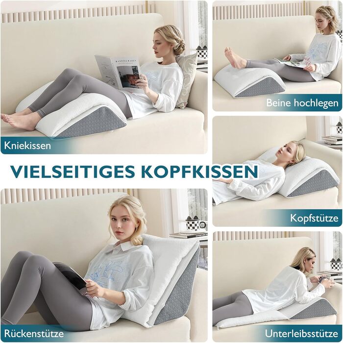 Подушка для підняття ніг TANYOO, подушка для колін для тих, хто спить на спині, двошарова трикутна подушка з піни з ефектом пам&39яті для ніг після операції