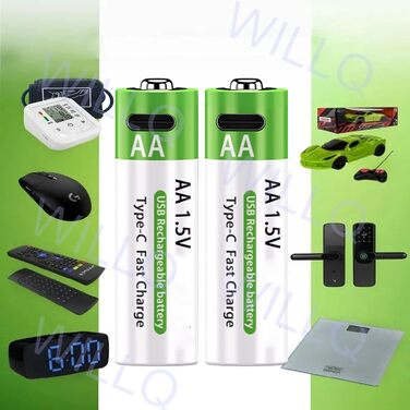 Літієві акумуляторні батарейки типу АА 1,5 В, 12800 мА·год