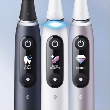 Електрична зубна щітка Oral-B iO Series 9, 7 режимів чищення для догляду за зубами, магнітна технологія та 3D-аналіз поверхні зубів, кольоровий дисплей і зарядний футляр, білий алебастр