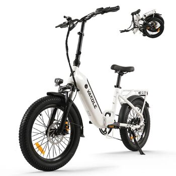 Складаний електровелосипед VT4 20 дюймів з акумулятором 36 В 13 Аг, 20x3,0 дюйми, шини для фетбайка, електровелосипед, що відповідає стандартам ЄС, для чоловіків та жінок, білий
