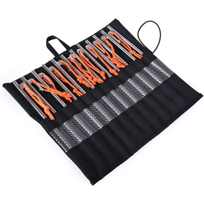 Столові прибори Рулон Чорний кемпінг Портативний намет Кілочки Сумка для перенесення Посуд Кухонний набір Палички для зберігання С