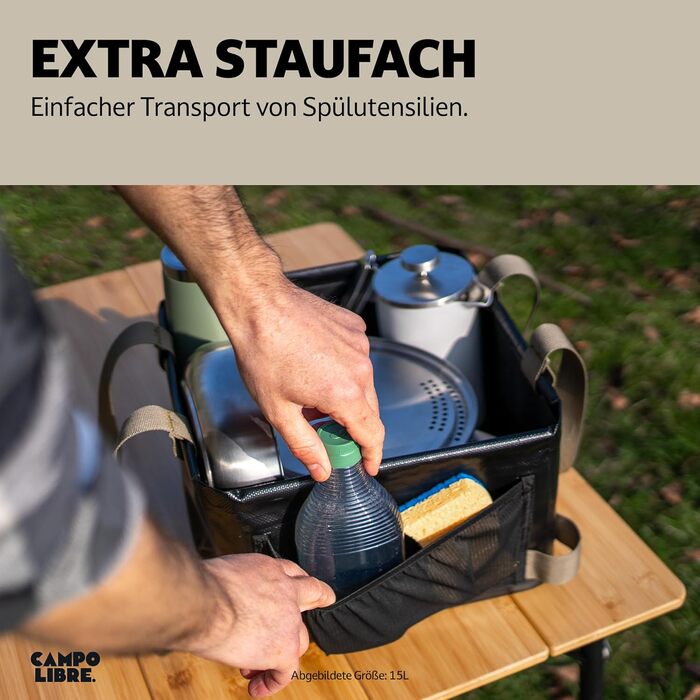 Складана чаша I Миска для миття посуду з ручками для кемпінгу I Легко зберігається складна чаша для вашого туристичного посуду I Миска для в дорозі I Складана чаша для миття посуду Антрацит 25 л