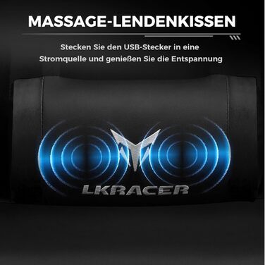 Ігрове крісло GTPLAYER Офісне крісло Масажне ігрове крісло Ергономічне ігрове крісло, підголівник з масажною подушкою для попереку, м&39яке ігрове крісло, обертове крісло чорного кольору