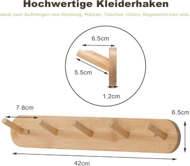 Настінні гачки для пальто Edergoo 2 шт. и, міцні гачки для пальто бамбукові з 10 гачками, дерев'яна вішалка для передпокоїв, спале
