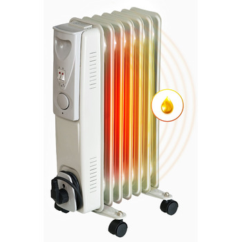 Електричний масляний обігрівач Brollux 1500 Вт, масляний радіатор, електричний обігрівач 7 ребер, портативний електричний нагрівальний елемент, нагрівальний пристрій, термостат, масляний обігрівач