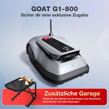 Роботизована газонокосарка ECOVACS GOAT G1-800, AIVI 3D уникнення перешкод, інтелектуальне планування маршруту, відеоменеджер, сірий колір