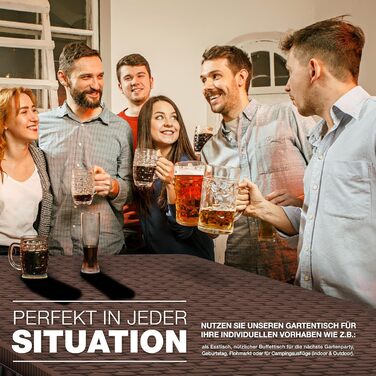 Складаний садовий стіл tillvex, вигляд з ротанга, 180x75 см Буфетний стіл з ручкою для перенесення Складаний стіл для саду, патіо та балкону Кемпінговий стіл на 6 осіб, коричневий