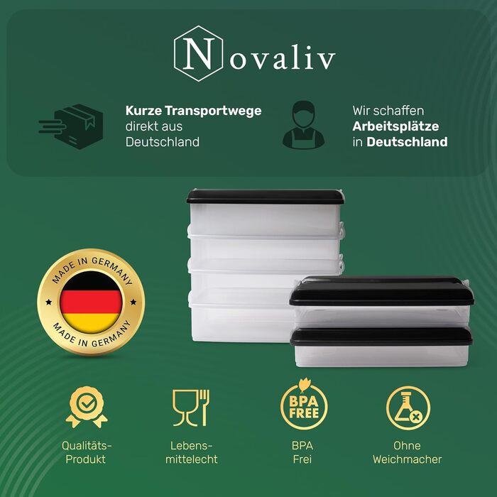 Контейнери для зберігання продуктів Novaliv (6 маленьких 4 великих 4 кришки), штабелюються для холодильника та морозильної камери, набір контейнерів для зберігання, коробка-органайзер, для м&39ясної нарізки, ковбас, сиру, фруктів, овочів, готових страв 31