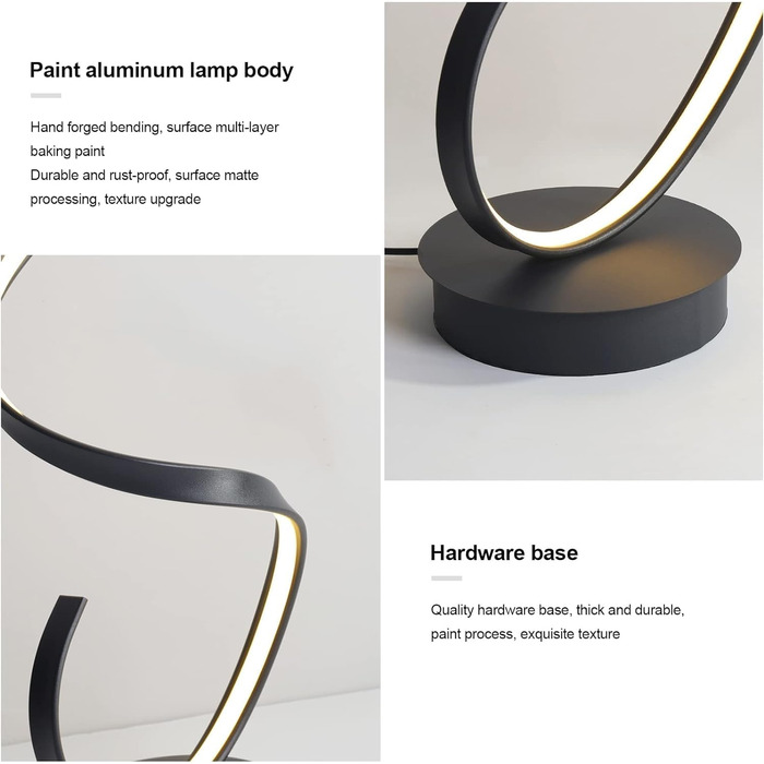 Сучасний світлодіодний торшер, креативний спіральний дизайн торшер з регулюванням яскравості, сучасний торшер для вітальні, спіральний торшер для спальні, вітальні, офісу або кабінету, 1,33 м (чорний)