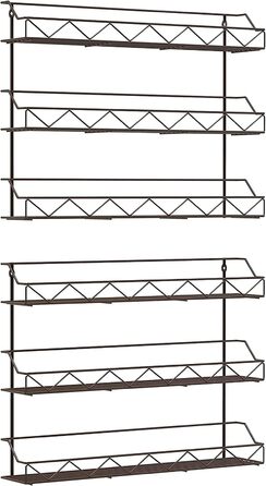 Настінні підставки для спецій Bomblap, набір з 2 шт. , великий органайзер для спецій для зберігання в банках, вузькі металеві, настінні підставки для спецій для кухонних стін або дверей шаф (чорні)