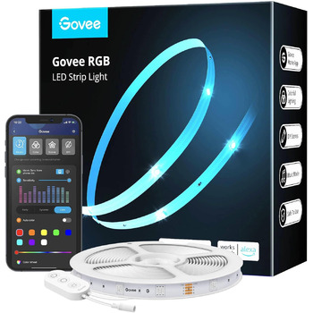 Світлодіодна стрічка Govee Smart RGB WiFi Світлодіодна стрічка, String Lights Band App Control WiFi за допомогою Alexa та Google Assistant, музична синхронізація Зміна кольору Прикраса своїми руками для спальні, кухні, вітальні 5м