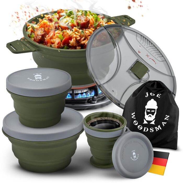Складаний похідний посуд / набір для приготування їжі легкий, компактний для туризму, піших прогулянок, хайкінгу, трекінгу та подорожей відкрийте для себе зараз