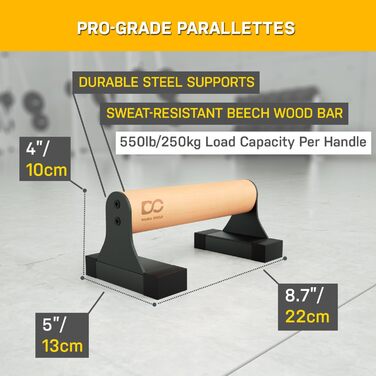 Ручки для віджимань Double Circle Parallettes з дерев&39яними ручками - Спорядження для калістеніки - Нековзні перекладини для калістеніки з ручками - Бруси для віджимань, ручки для віджимань, ручки для стійки на руках