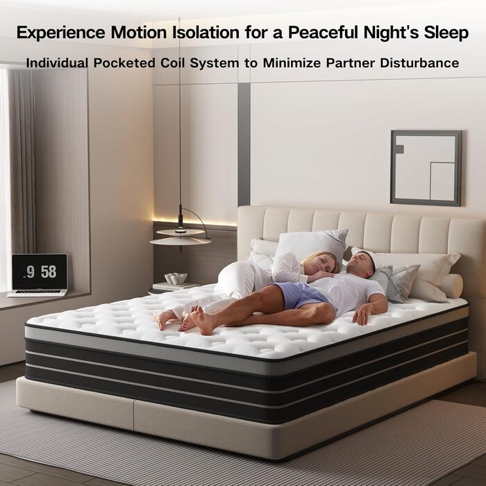 Матрац 90x200 см для пружинного ліжка, рівень жорсткості H3, підходить для дітей та дорослих, сертифікований Oeko-Tex, ергономічний 7-зонний матрац, висота 20 см, односпальний (90x200 см)