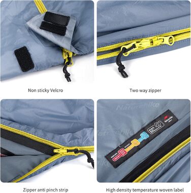 Міні-спальний мішок Naturehike Ultralight, малий, 680/760 г, 3 сезони, 190x75/205x85 см, для піших прогулянок, походів, кемпінгу при температурі приблизно 15C, синій-XL