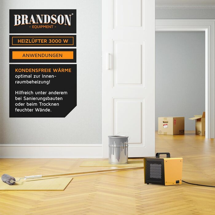 Керамічний обігрівач потужністю 3000 Вт - Осушувач повітря - Будівельний осушувач повітря - Турбоелектричний вентилятор-обігрівач із захистом від перегріву, надзвичайно потужний - для будівельних майданчиків, будинків, майстерень, гаражів