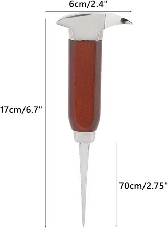 Льодоруб Duokon 17 см, дробарка для льоду з нержавіючої сталі з дерев'яною ручкою, ручна дробарка для льоду, стамеска для льоду, японський стиль, ідеально підходить для барів, кухні, пікніків, кемпінгу, домашнього ресторану, бармена