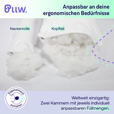 Ортопедична подушка для шиї 40x60 Подушка для зняття болю в шиї з рухомим валиком для шиї Ергономічна подушка для сну на боці з чохлом Індивідуально наповнювана подушка для підтримки шиї Стандарт Oeko-Tex 100 60x40
