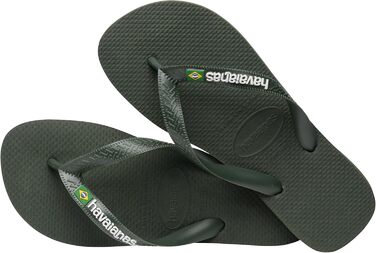 Зручні, міцні та легкі шльопанці з нековзною підошвою, бразильський прапор на ремінцях, унісекс розмір для дорослих 45/46 EU, зелено-оливковий