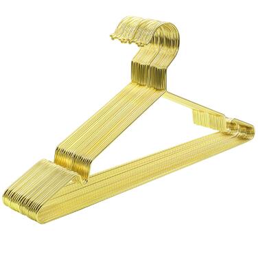 Металеві вішалки для одягу SONGMICS, 20 шт. , стильні хромовані, стійкі до іржі, компактні, довжина 42 см, золоті CRI044G01