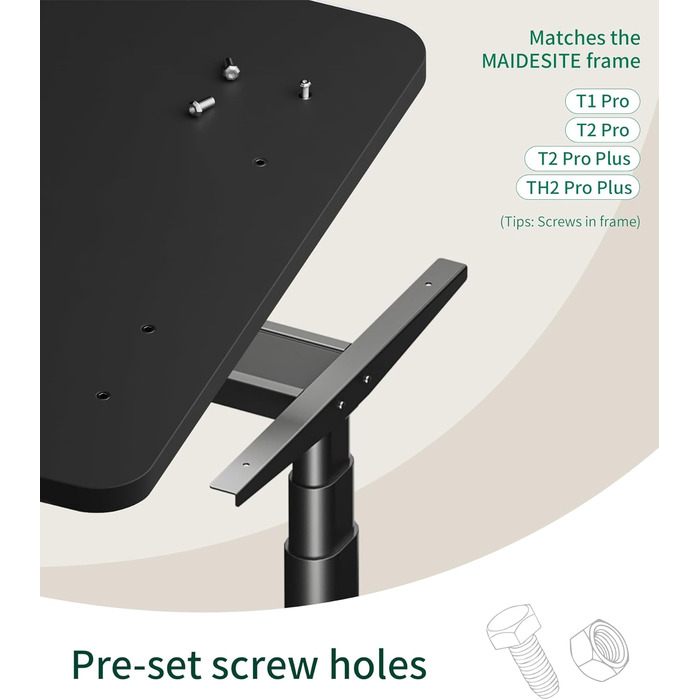 Стільниця MAIDeSITe 160x80 см, товщина 25 мм - Стабільна офісна стільниця своїми руками ідеально підходить для столів з регульованою висотою, чорного кольору, 160 x 80 см