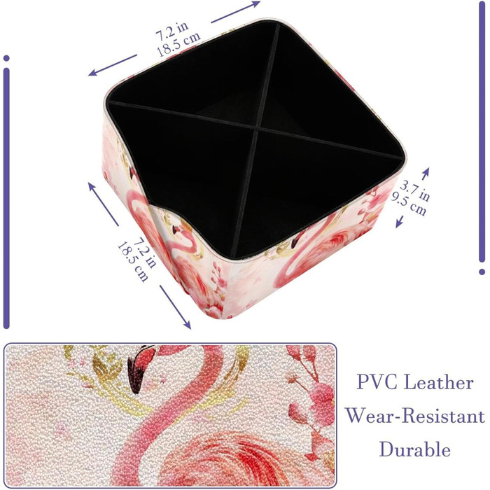 Настільний органайзер FNETJXF, органайзер для офісного столу, кедді зі штучної шкіри, рожевий квітковий фламінго, багатофункціональний органайзер для столу з малюнком 5474