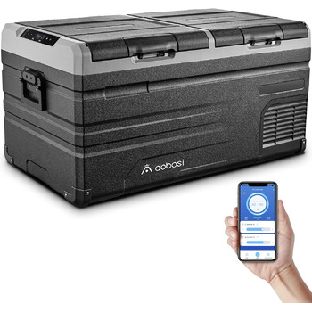 Компресорна холодильна камера 90 л, автомобільна холодильна камера з двома зонами і APP WIFI, 12/24 В постійного струму і 100-240