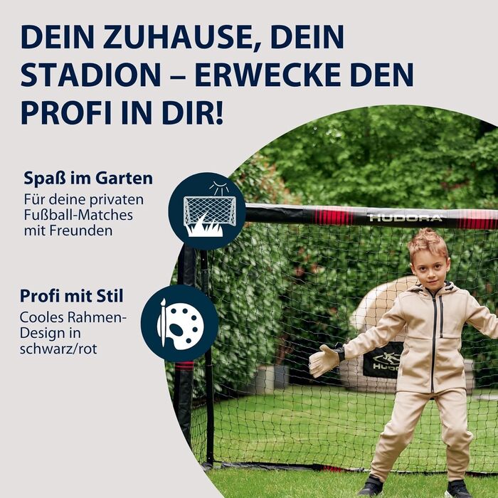 Футбольні ворота HUDORA Pro Tect - Великі футбольні ворота для дітей та дорослих - Футбольні ворота з пінопластовим покриттям та сіткою - Високоякісна стінка для зовнішніх воріт із захистом від ударів 240x160 см, одинарні