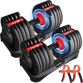 Регульовані гантелі HAKENO 2x24 кг / 2x40 кг, 15-в-1, компактні, з фіксатором, для домашніх тренувань