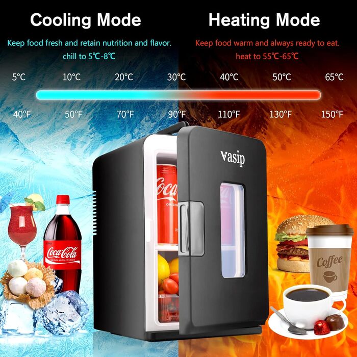 Міні-холодильник Vasip 15 л, портативний з функцією охолодження та підігріву, невеликий холодильник для напоїв для дому, офісу, ке