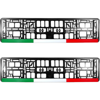 И Італійський прапор чисто чорний автомобільний номерний знак Об'ємний каркас рамки, 2 шт.