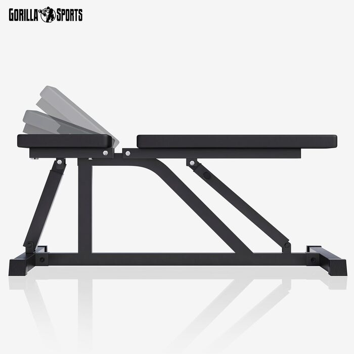 Силова лава GYRONETICS - Багатофункціональна, регульована спинка у 8 положеннях та регульоване сидіння у 3 положеннях, 120 x 53,5 x 115 см, вантажопідйомність до 200 кг - Похила лава, тренувальна лава, плоска лава, лава для штанги, фітнес