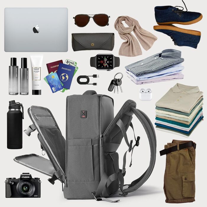 Рюкзак EasyJet для ручної поклажі, 30 л, 45x36x20 см, дорожній рюкзак для ноутбука 15,6 дюймів із захистом від крадіжки для чоловіків та жінок, темно-сірий, Easyjet 45x36x20 см 30 л