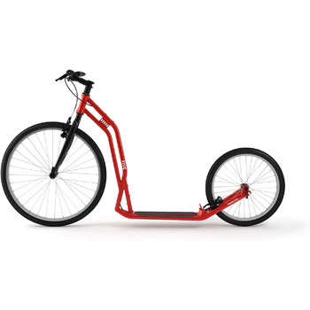 Самокат Yedoo Five kick - до 130 кг, самокат з пневматичними шинами 26/20 - самокат для дорослих, самокат для собак червоний