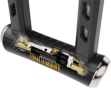 Замок OnGuard RockSolid U-подібний стійкий до кутових шліфувальних машин (8,9 см x 17,5 см) для велосипедів, мотоциклів, мотоспорту скоба 14 мм, механізм блокування X4P, легкий, 5 ключів у комплекті, захист від крадіжки
