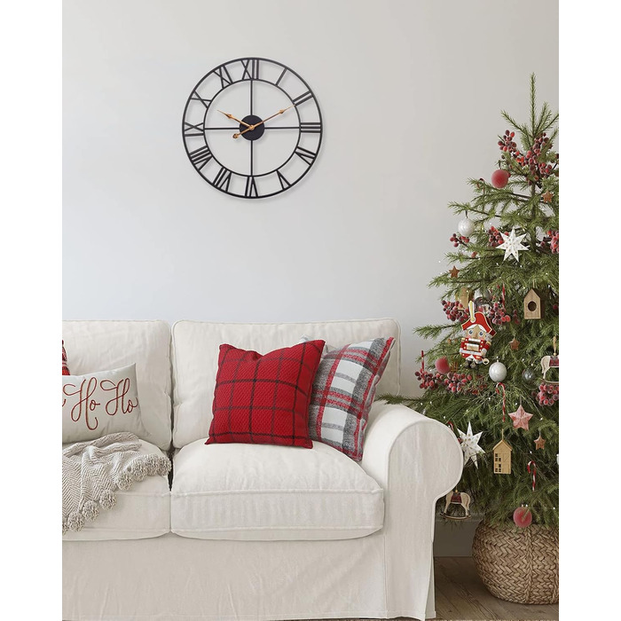 Настінний годинник великий, європейський промисловий старовинний настінний годинник з римськими цифрами, безшумний без цокання мет