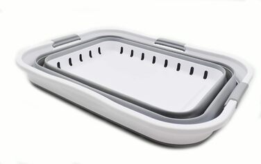 Складаний пластиковий кошик для білизни - висувний контейнер/органайзер - портативний - компактний (1, білий/сірий) Білий/сірий 1,