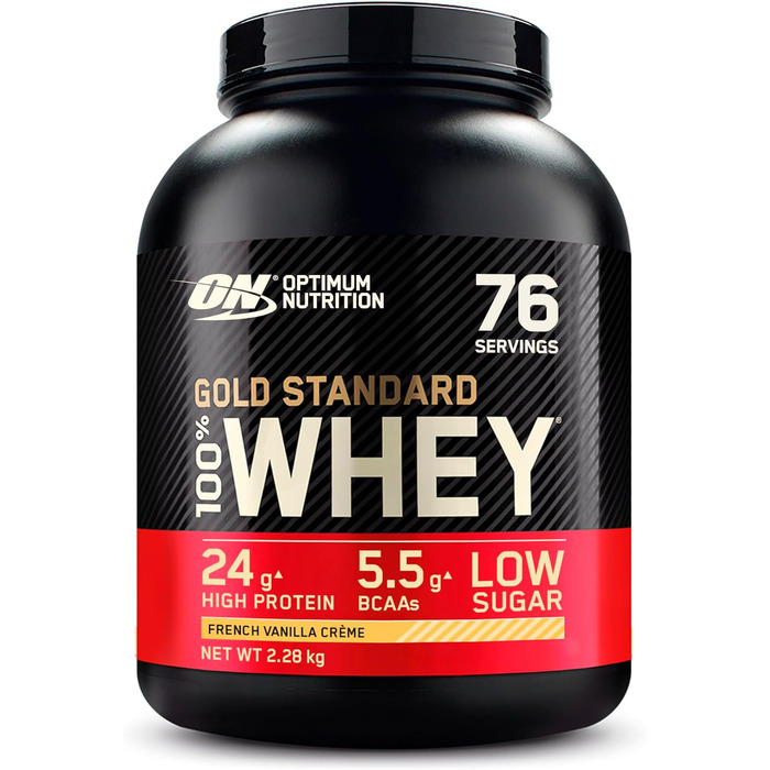 Протеїновий порошок Optimum Nutrition Gold Standard 100, смак французького ванільного крему, 2,28 кг, 76 порцій