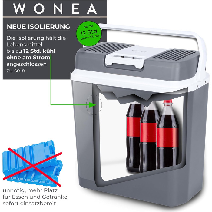 Літровий термоелектричний холодильник з USB-портом для зарядного пристрою, охолодження та обігрів 12 В/230 В, тихий кемпінговий холодильник для легкових та вантажних автомобілів, 24-