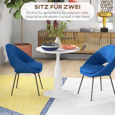 Обідній стіл HOMCOM 70 x 70 см Круглий кухонний стіл для 4 осіб Обідній стіл з мармуровим виглядом, ніжка-п&39єдестал, журнальний столик Сучасний стіл для кухні, їдальні та вітальні Білий