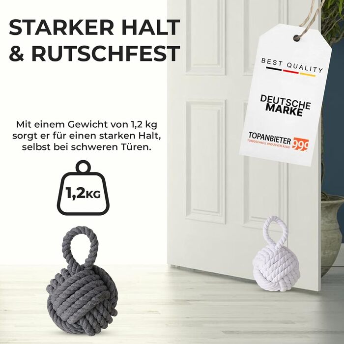 Набір з 2 декоративних дверних заглушок джут сірий і білий дверний тримач віконний буфер підлоговий заглушка джут B 2035145, 999